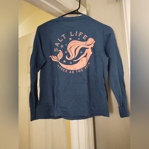 Salt Life Blue Long Sleeve Shirt Size Youth Small Free As The See Mermaid